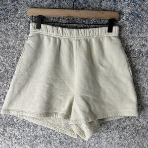 SET ACTIVE Shorts Womens Medium Cream Sherpa Lined Embossed Logo Made in USA